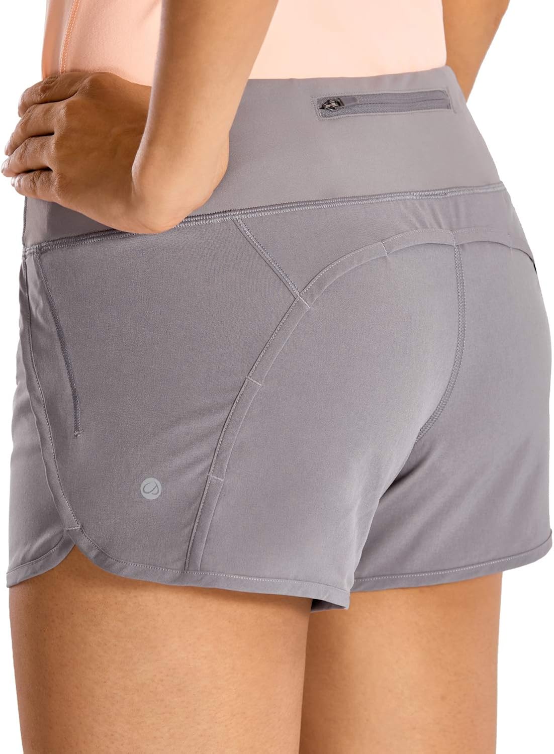 CRZ YOGA Women's Quick-Dry Athletic Sports Running Workout Shorts with Zip Pocket - 4 Inches: Clothing