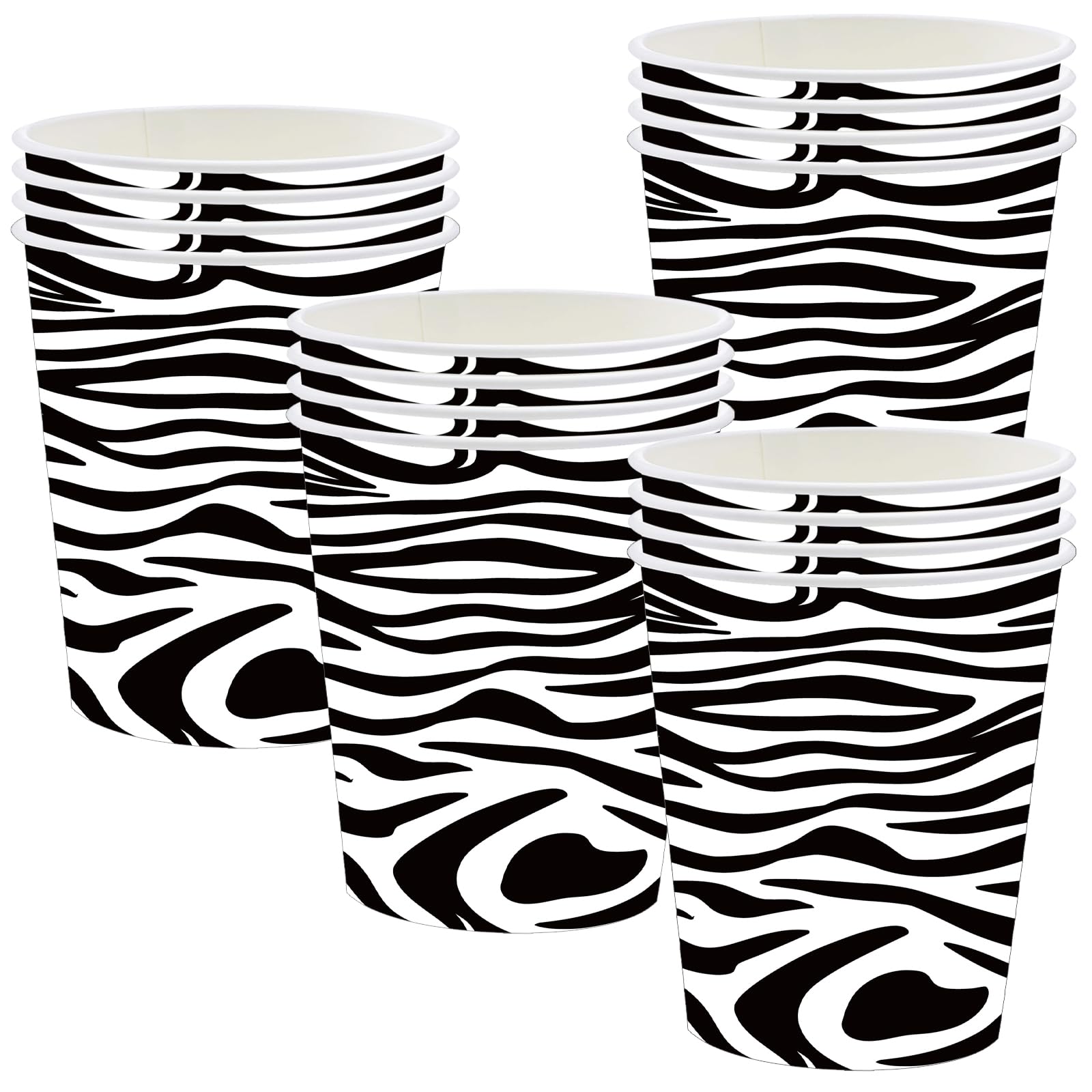 POPOYU 16P Jungle Safari Animal Party Zebra Print Paper Cups,Jungle Animal Party Disposable Paper Cups,Jungle Theme Party Tableware Decorations Set for Kids Jungle Safari Reptile Party Supplies