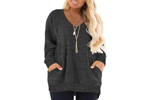 DOLNINE Women's Plus Size Sweatshirts Color Block Long Sleeve Pocket Shirts Tops
