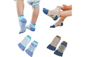 Pursuestar 2 Pairs Cotton Five Finger Toe Socks SPORTS Running Breathable Mesh Seperated Socks for Kids Girls Boys 3-12 Year