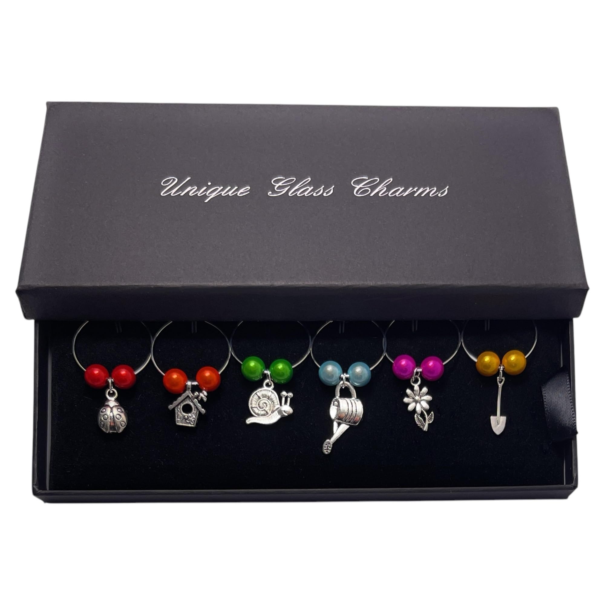Libby's Market Place In The Garden Wine Glass Charms with Gift Box