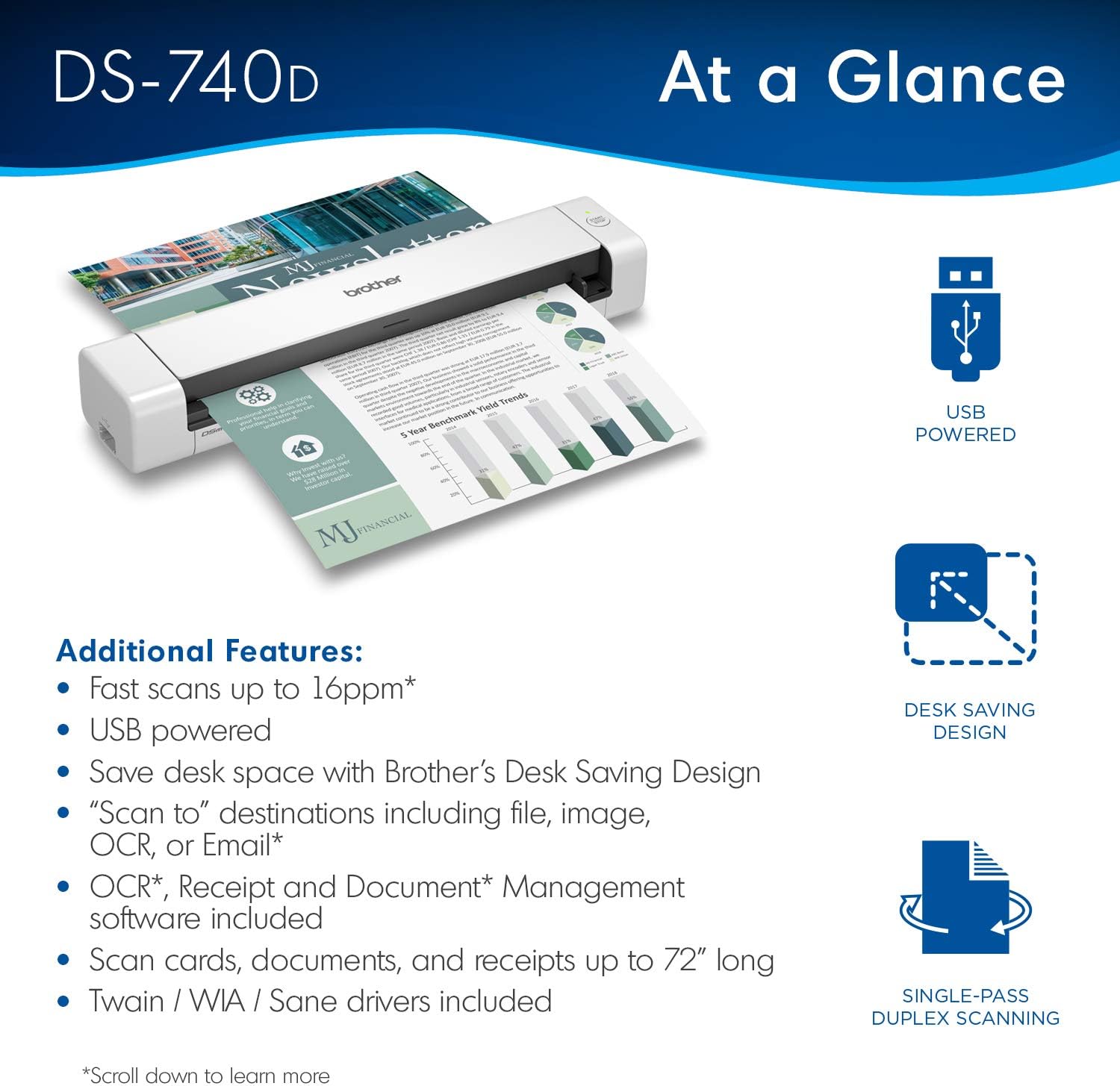 Brother DS-740D Duplex Compact Mobile Document Scanner: Electronics