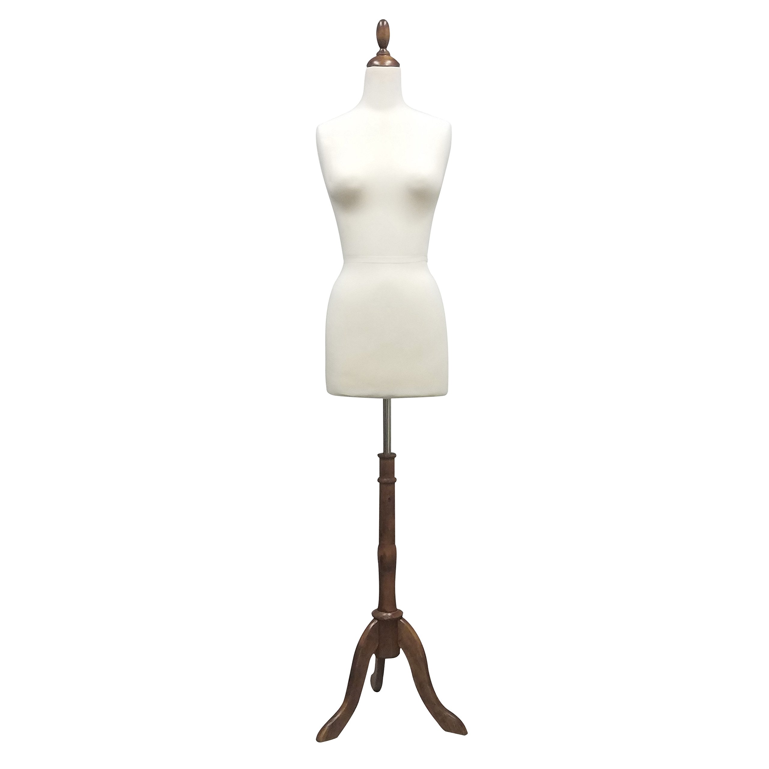 Pinnable Female Jersey Dress Form Mannequin W/Wooden Tripod Base & Neck