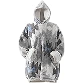 Coleman Oversized Wearable Sherpa and Micro-Mink Blanket Hoodie, Grey - One Size Fits Most