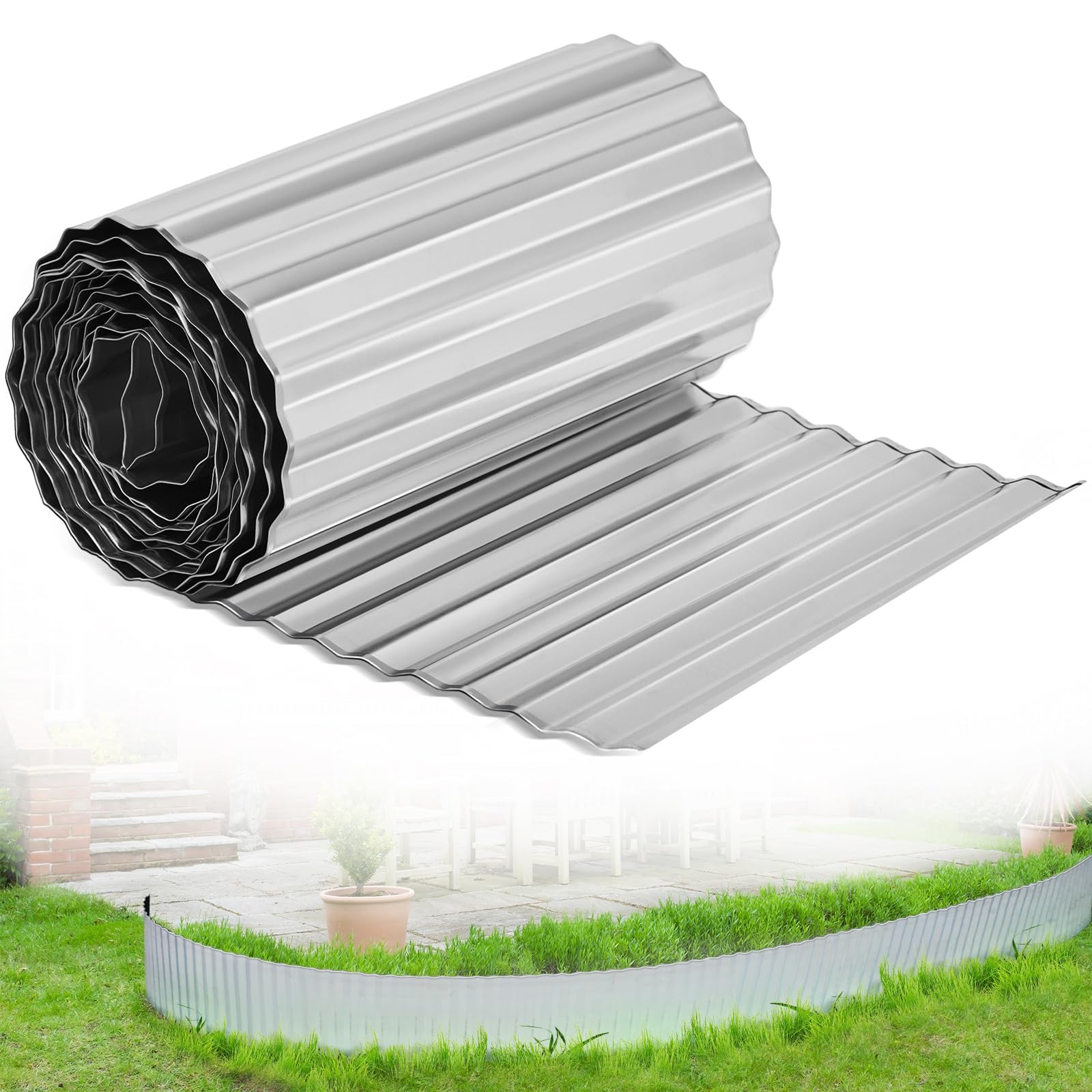 Ram® Heavy Duty 5M Metres Galvanised Steel Lawn Edging Garden Plant Border (16.5cm High) (1 X 5M)
