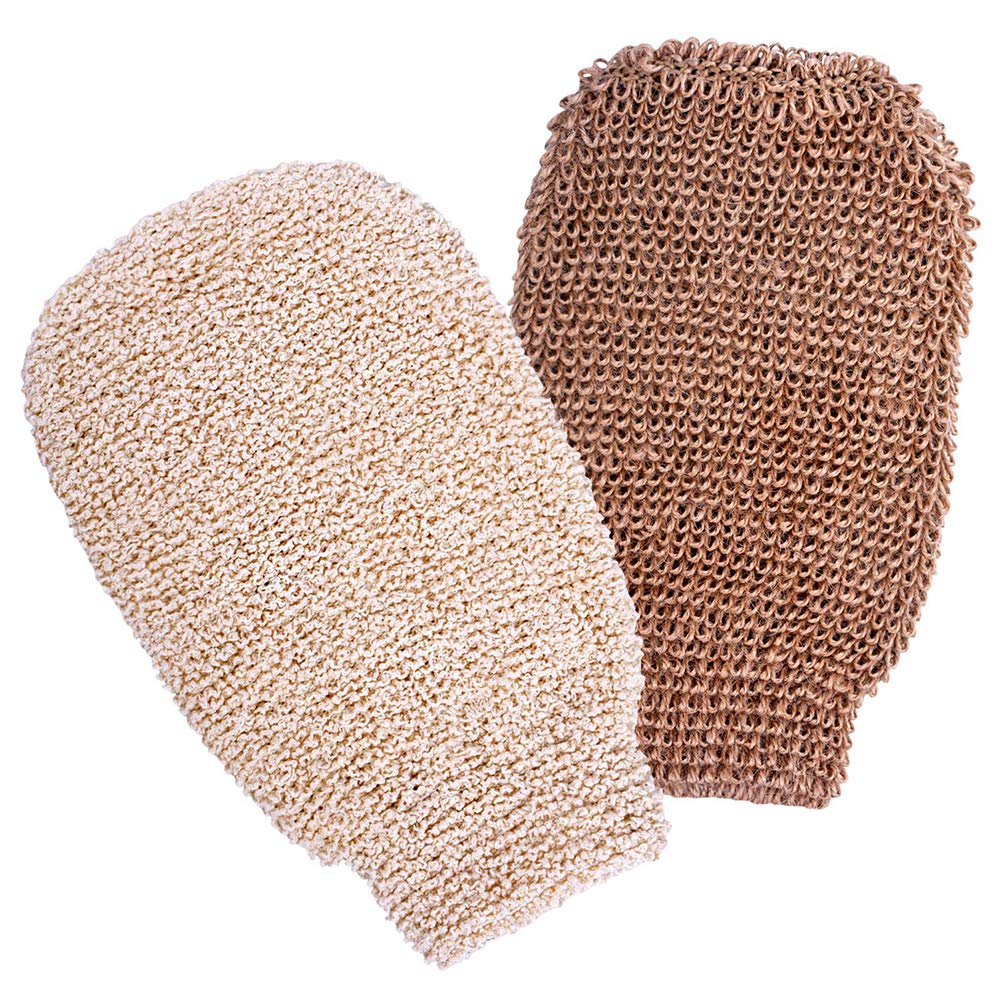 2 Pack Natural Fiber Bath Shower Gloves Mitts Body Scrubber Loofah for Exfoliating Eco-friendly Exfoliating Tools