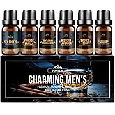FUHITIM Fragrance Oil, Charming Men's Set Diffuser Oil for Home, Soap & Candle Making Scents, Aromatherapy Essential Oils -Sea Breeze, Fireside Vanilla, Cedar and More(6 * 10ML)