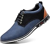 Mens Dress Sneakers Wide Comfortable Casual Dress Shoes Oxford Lace-up Business Casual Walking Dress Shoes for Men Size 8wide -Blue