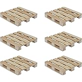 Creative Hobbies 6-Pack Mini Wood Pallet Coasters for Beverages, Hot and Cold Drinks, Mini Building Blocks Stacking, DIY Crafts, 4" x 4" x 11/16"