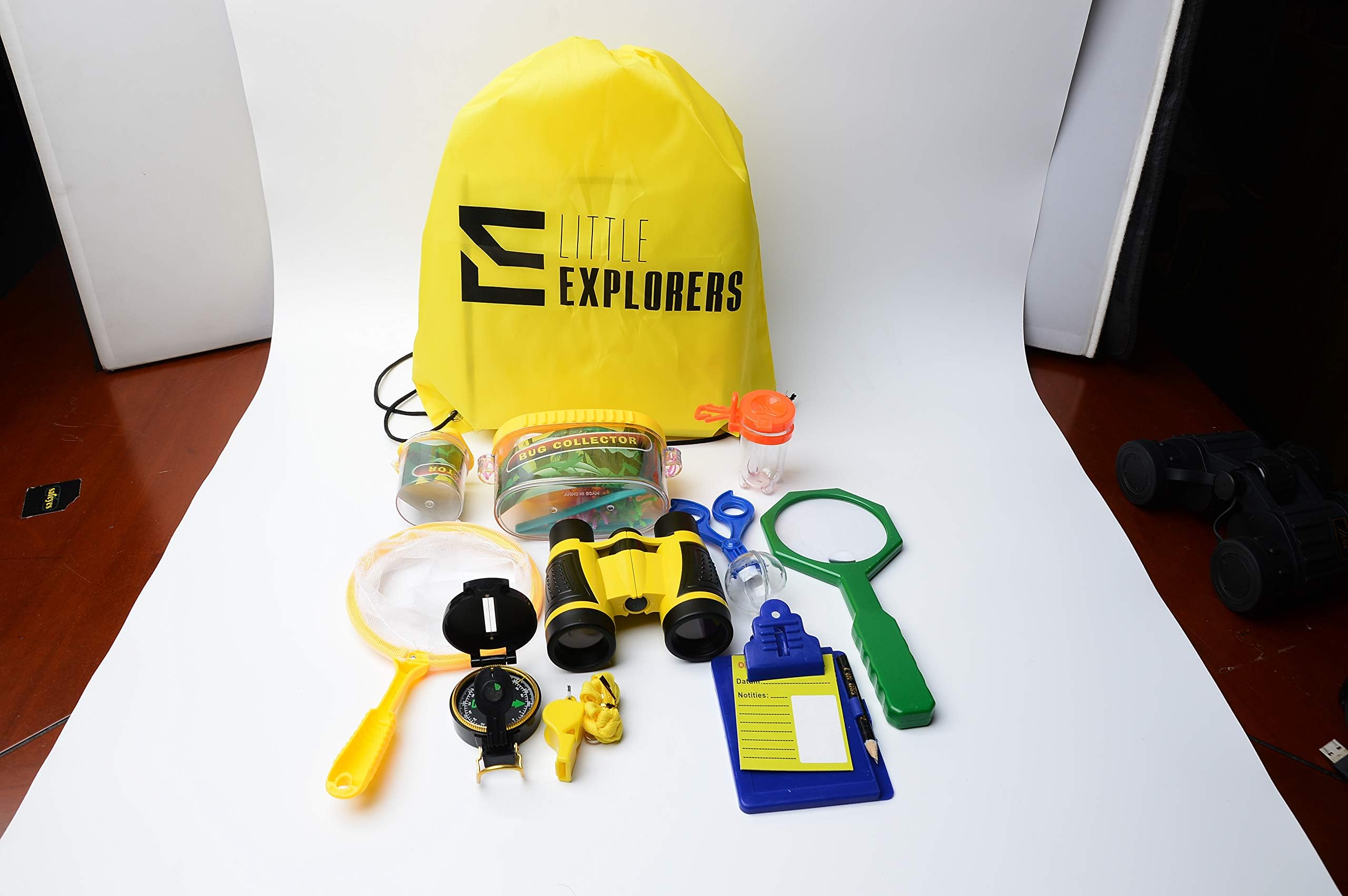 Explorer Kit for Kids –Set of Outdoor Explorer, Educational Toys for Nature Exploration and Outdoor Play – Include Binoculars, Compass, Whistle, Magnifying Glass, Butterfly Net & Backpack– 3