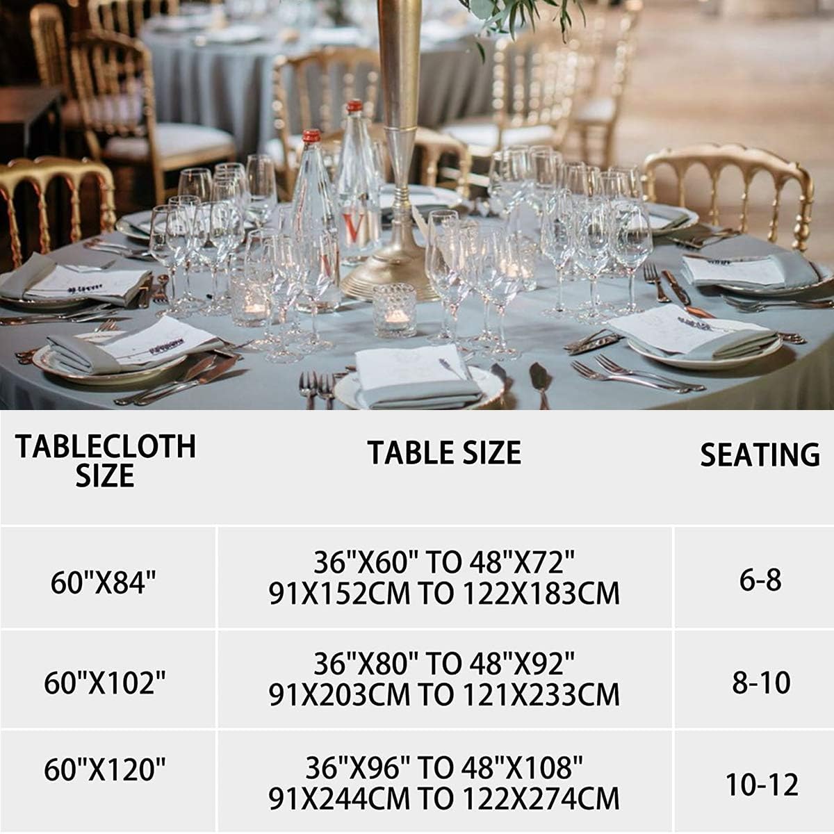 Spillproof Tablecloths Polyester Table Linens Kitchen Rectangle Tablecovers Dinning Tabletop Decorations Gray 60x84inch: Kitchen & Dining