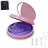 Retainer Case,Aligner Case with Mirror,Separate Design of Mirror and Storage Space,Round Retainer Holder with Aligner Remover