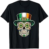 St. Patricks Day Day Of Dead Irish Sugar Skull T-Shirt
