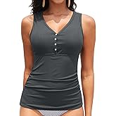 Women Tankini Top Only - Ribbed Swimsuit Top Tummy Control Bathing Suit Top Only No Bottom 2025 Swim Tank Top