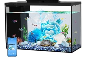 ERAARK Aquarium kit Betta Fish Tank self Cleaning, Smart Aquarium That Supports Bluetooth, Small Fish Tank with Filter Light Coral Water Pump, Fish Tank Starter Kits Fish Bowl (Blue)