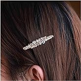 Yheakne Vintage Rhinestone Hair Clip Pin Gold Barrette Headpiece with CZ Crystals, Decorative Metal Hair Accessory for Women and Girls