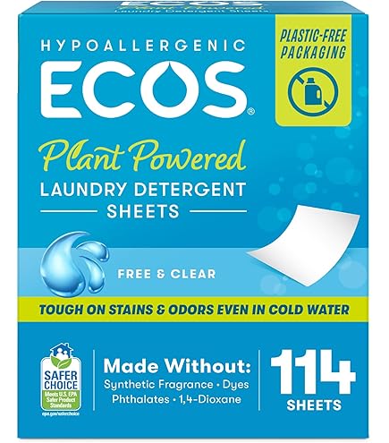 Amazon.com: ECOS Laundry Detergent Sheets Vegan, No Plastic Jug