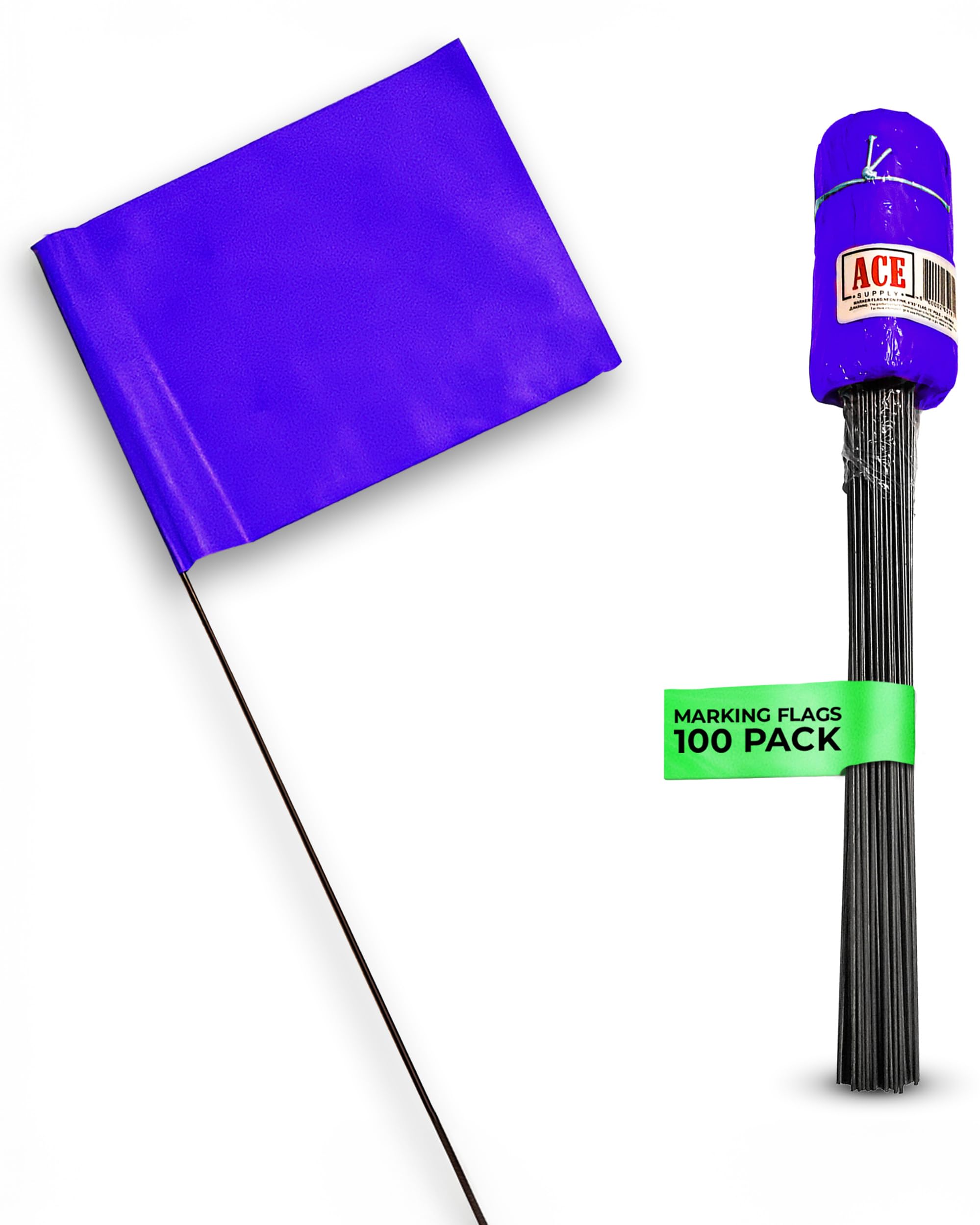 Purple Marking Flags for Yard - 4x5x15 Inch Purple