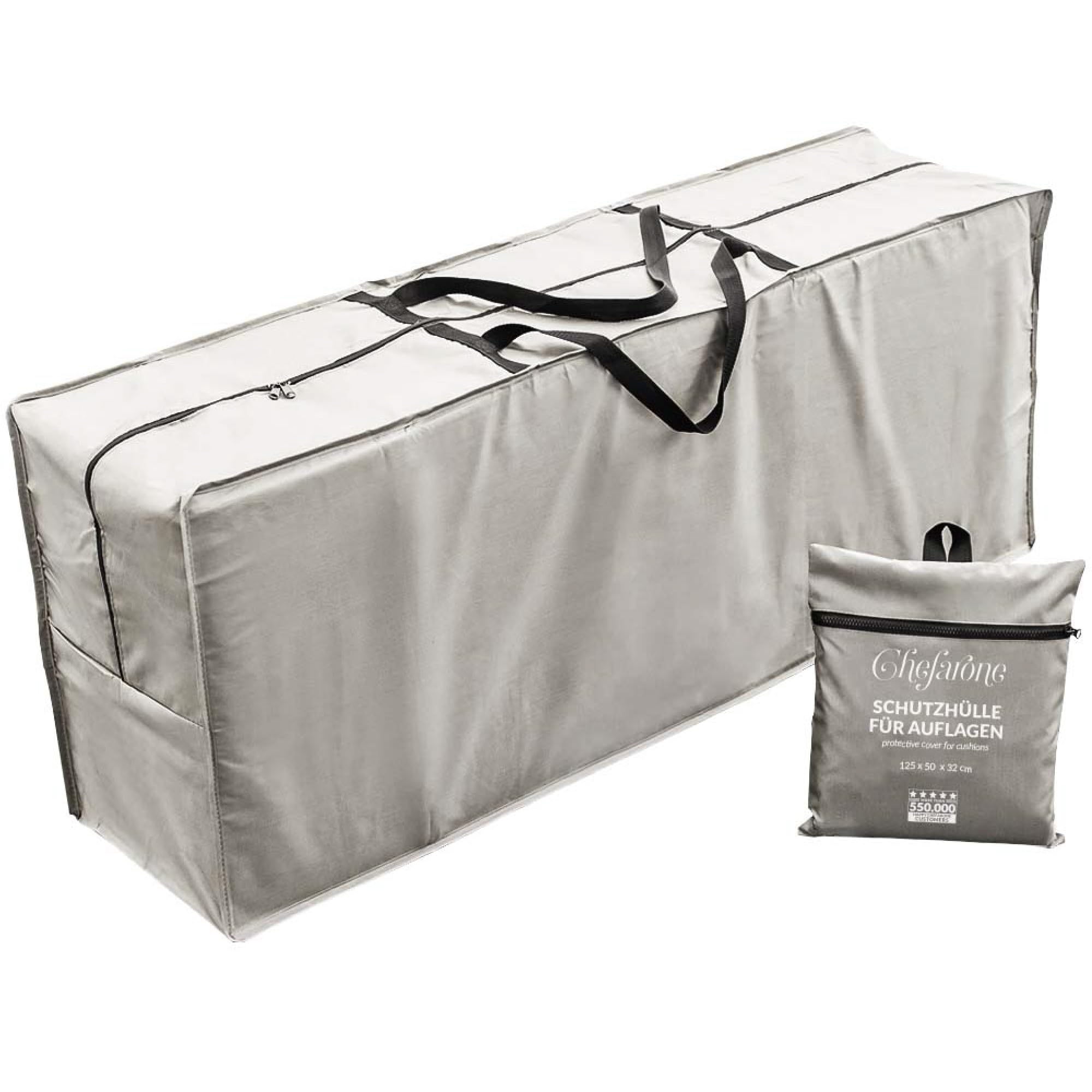Chefarone Storage Bag for Garden Cushions Protective Cover for Seat Cushions - Waterproof Cushion Bag - Garden Cushion Storage with UV Protection - 120x32x50 cm