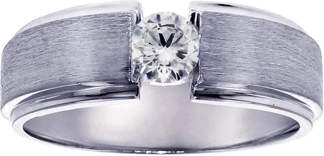 VIP Jewelry Art 0.40 CT TW Brilliant Cut Large Diamond Mens Ring in Platinum Channel Setting