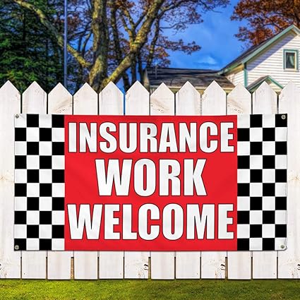Amazon Com Vinyl Banner Sign Insurance Work Welcome 1 Business