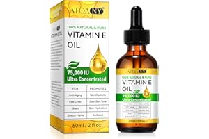 CACUKN Vitamin E Oil for Skin, Scars and Face, Pure Vitamin E Oil 75,000 IU, Reduce Scars, Fine Lines, Moisturize and Radiant Skin for Whole Body, 2 Fl Oz