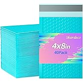 skardeco 4x8 Inch Teal Bubble Mailers 40 Pack Self-Seal Poly Padded Envelopes Suitable for Small Businesses to Package and Mail Jewelry Cosmetics, Electronic Products, Cards (Teal, 4 * 8-40)