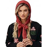 CITASHION Hooded Scarf for Women Winter Knitted Beanie Hat Scarf Balaclava Warm Wrap Head Scarves Pullover Hat