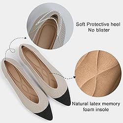 TINGRISE Women's Flats Shoes Pointed Toe Knit