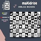 makidrise Newborn Essentials Black and White Sensory Cards High Contrast 14x10 view 3