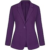 LADI TREND Purple Blazer Jacket with Pocket - Long Sleeve Tailored Suit (Purple XL)
