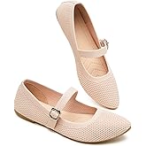 BABUDOG Mesh Ballet Flats for Women,Women's Mary Jane Flats with Buckle Strap,Black Nude Foldable Flats Shoes for Women,Comfortable Dress Shoes