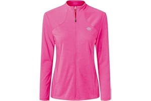 MoFiz Women's Full Zip Hiking Shirt Lightweight UPF 50+ Sun Protection Running Jacket Long Sleeve Sports Outdoor Top Pocket