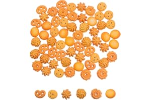 X Hot Popcorn 60Pcs Mini Fake Cookies Artificial Pastries Food Fake Biscuits Model for DIY Craft Home Kitchen Decor