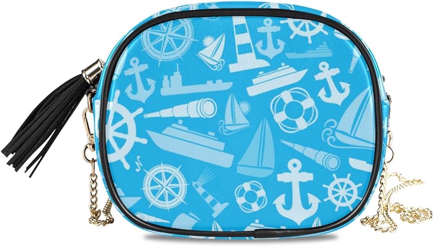 Amazon パーティーバッグ 航海 アイコン チェーンバッグ ショルダーバッグ Puレザー タッセル付き クラッチバッグ ポシェット ミニバッグ 肩掛けバッグ チェーン付き 斜めかけバッグ バッグ クラッチ 小物整理 コンパクト スーツケース型 多機能 スマホ コスメ 口紅