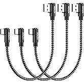HOTNOW Short USB A to USB C Cable Right Angle 1ft, [3Pack 1ft] Portable 90 Degree USB-C Charger Cord Nylon Braided Fast Charging for Samsung Galaxy S10 S9 S8 Plus Note 9 8 and Other Type c Devices