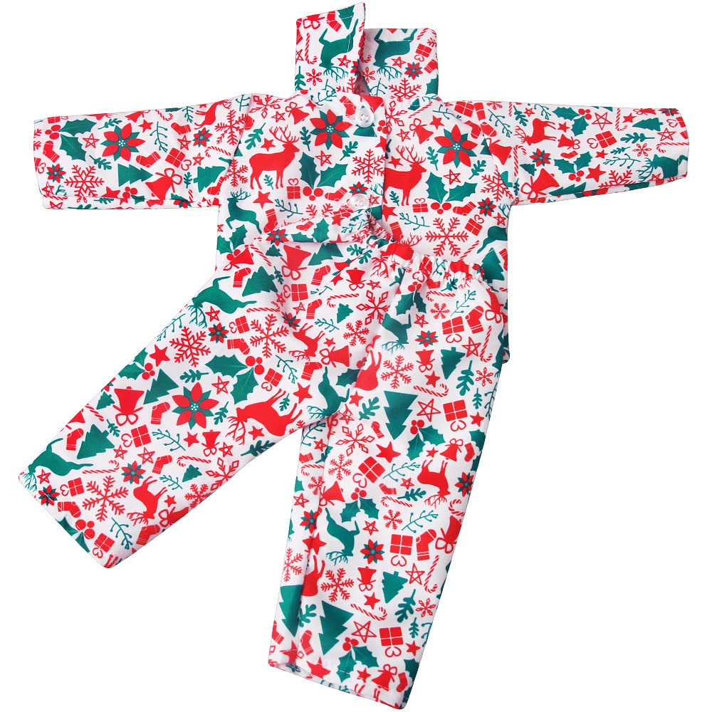 DUORUIMI Doll Clothes Winter Outfit Christmas Pajamas for American Girl Doll 18 inch Santa Pattern