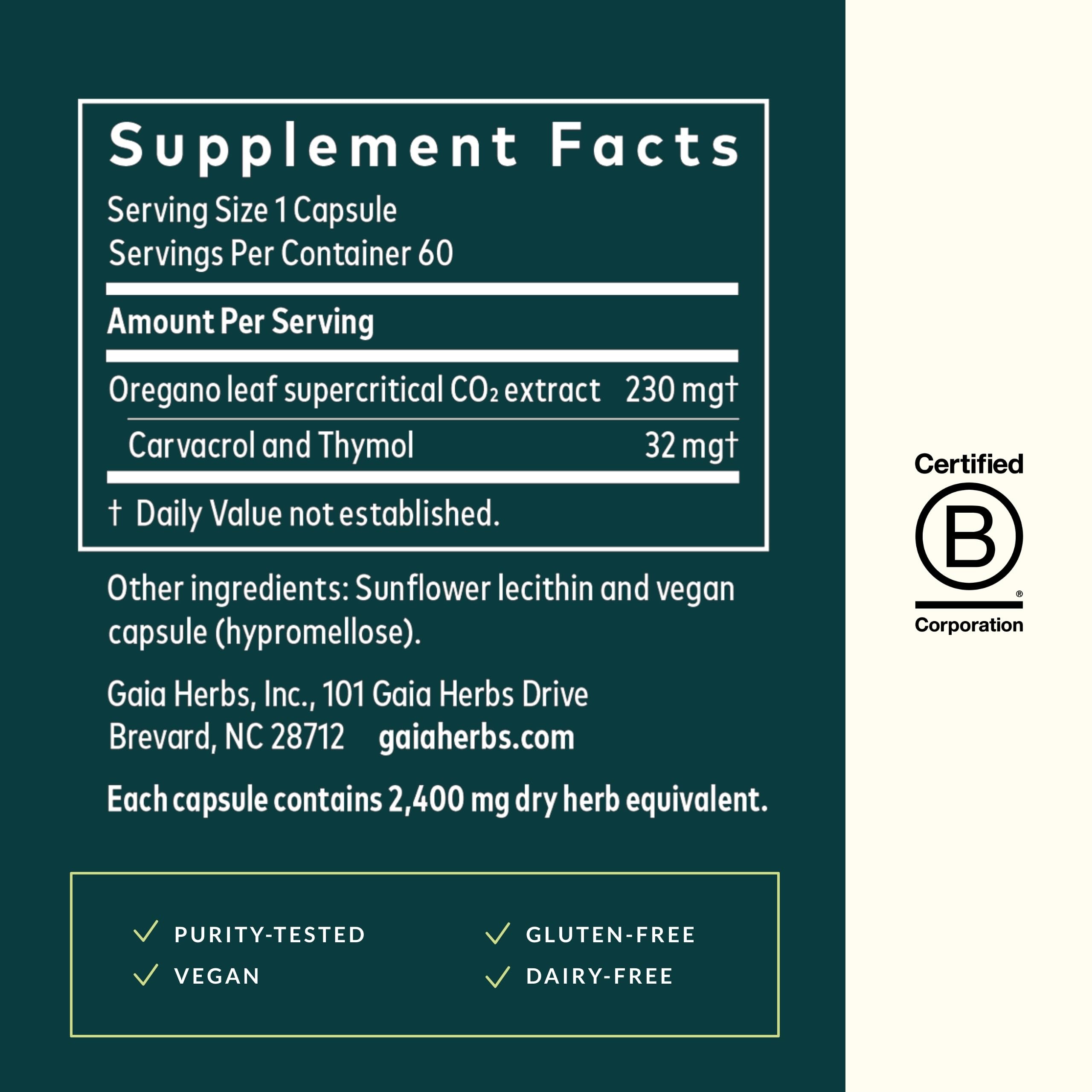 Gaia Herbs Oil of Oregano - Immune and Antioxidant Support Supplement to Help Sustain Overall Well-Being - with Oregano Oil, Carvacrol, and Thymol - 60 Vegan Liquid Phyto-Capsules (30-Day Supply)