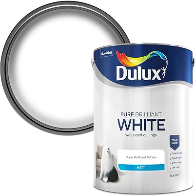Dulux Walls Ceilings Matt Emulsion Paint Pure Brilliant White 5L