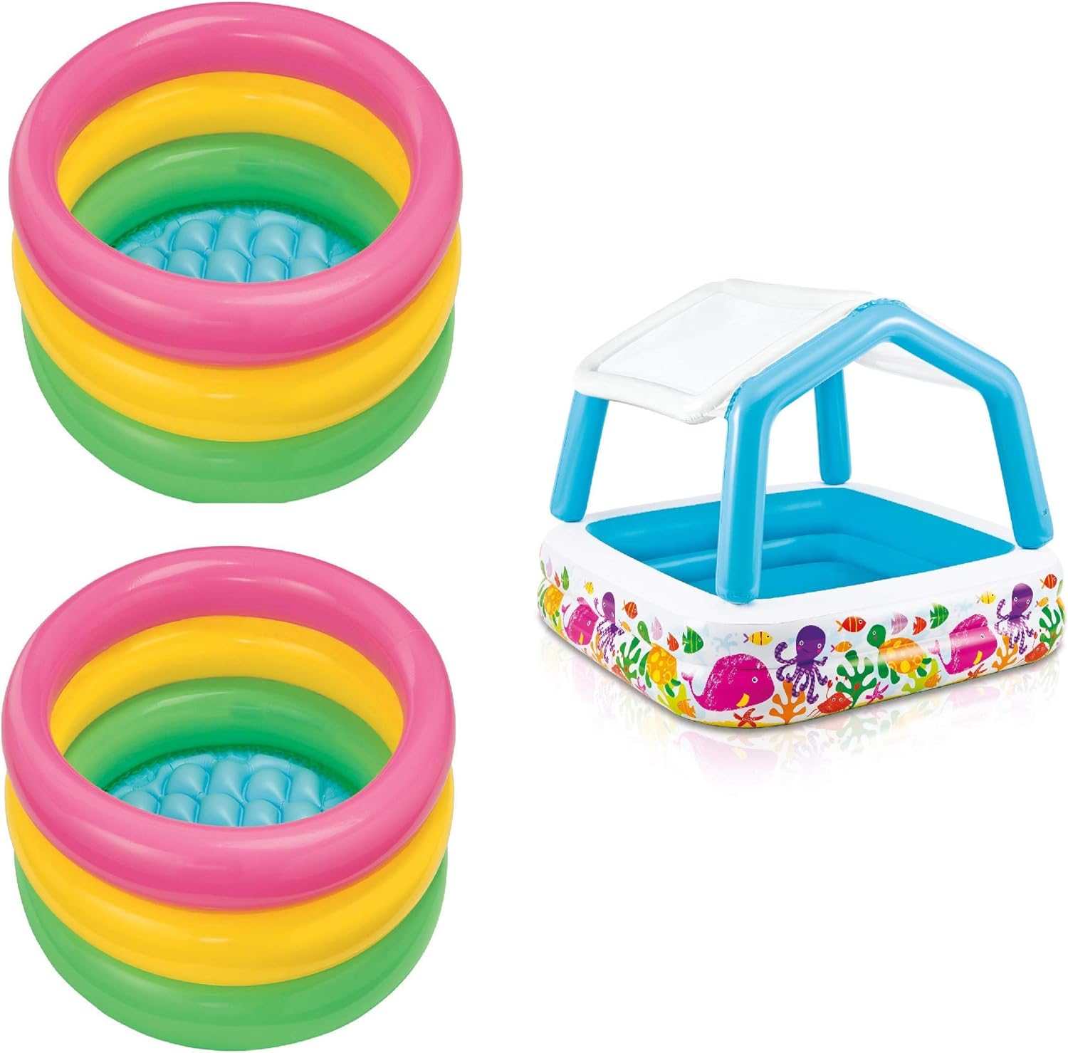 intex inflatable ocean scene sun shade kids swimming pool with canopy