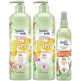 Suave Kids Shampoo & Conditioner for Curls, Sweet Almond & Honey 2-Pack + Detangler Spray for Kids with 100% Natural Marigold, Dermatologist-Tested & Tear Free