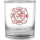 DAJDC Firefighter Old Fashioned Whiskey Glass Drinking Cup Gift For Fire Fighter Department Fireman FD (1)