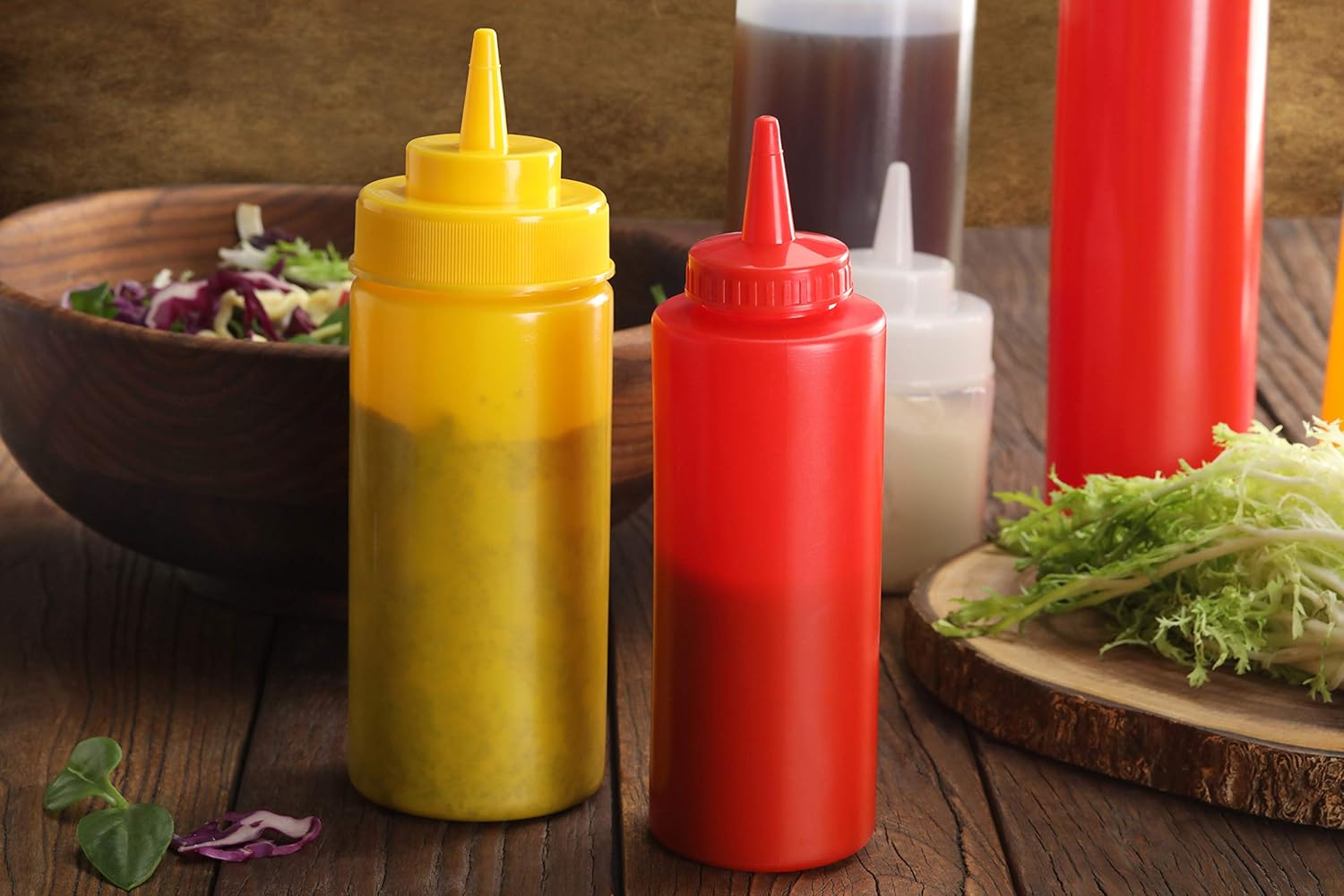 New Star Foodservice 26115 Squeeze Bottles, Plastic, 8 oz, Clear, Pack of 6: Food Dispensers: Kitchen & Dining