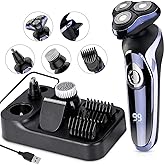 Electric Razor for Men, 4 in 1 Rotary Men Shaver Beard Trimmer, Electric Shaver Waterproof USB Fast Charging, Cordless Beard, Nose, Hair Trimmer, Men Electric Razor Best Gift for Dad, Boyfriend