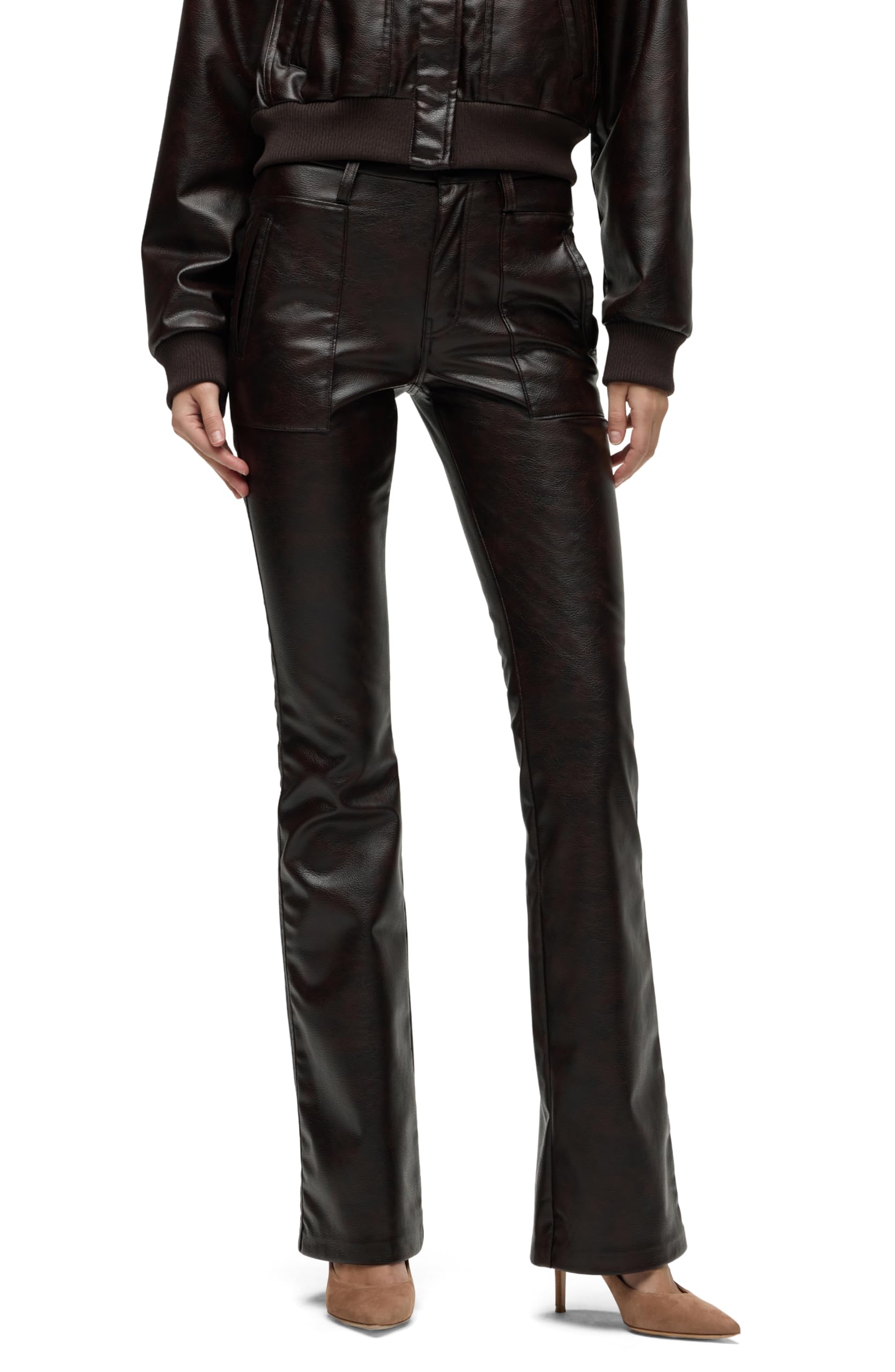 HUDSON Women’s Barbara High Rise Bootcut Jean, Marbled Vegan Leather