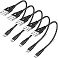 [Apple MFi Certified] 5Pack Short Lightning Cable(8Inch), iPhone Fast Charging Cable USB to Lightning High Speed Data Sync Nylon Braided Cord for iPhone 14/13/12/11/Xs/XR/iPad/Airpods/PowerBank(Black)