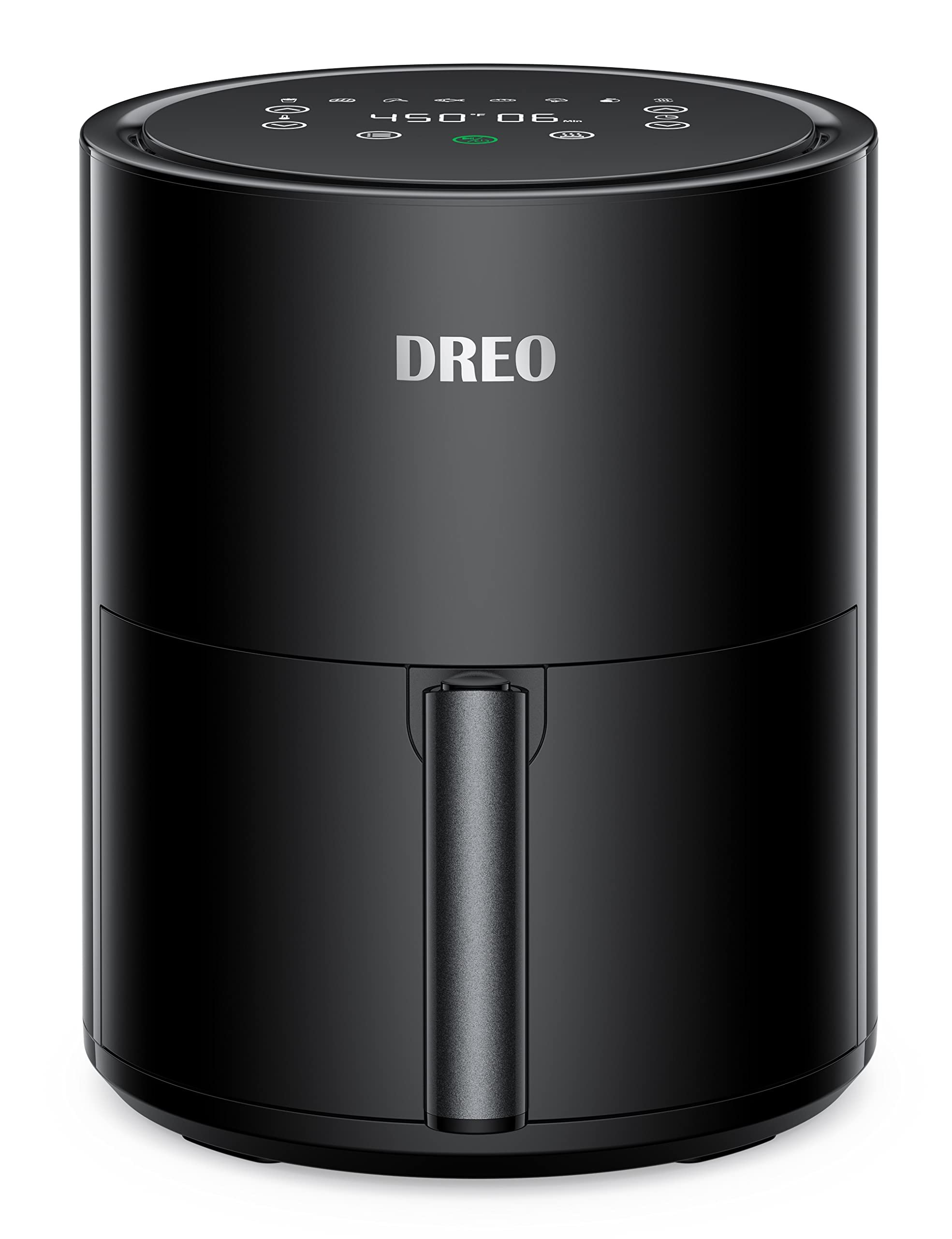 Freidora de aire Dreo - 100 ℉ a 450 ℉, horno caliente de 4 cuartos con 50 recetas, 9 funciones de cocción en pantalla táctil fácil, precalentar, recordatorio de batido, freidora de aire digital 9 en 1, negro, 4 L (DR-KAF002)
