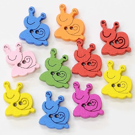 Amazon 手作り工房 My Mama カラフル ウッドボタン 10個 木 飾りボタン カタツムリ ボタン 通販