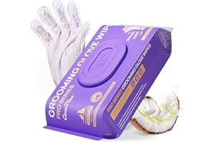HICC PET Glove Wipes Pro – Pet Cleaning Gloves for Dogs & Cats – Infused with Coconut Oil & Plant Extracts – Hypoallergenic, Gentle, Spa-Like Care at Home