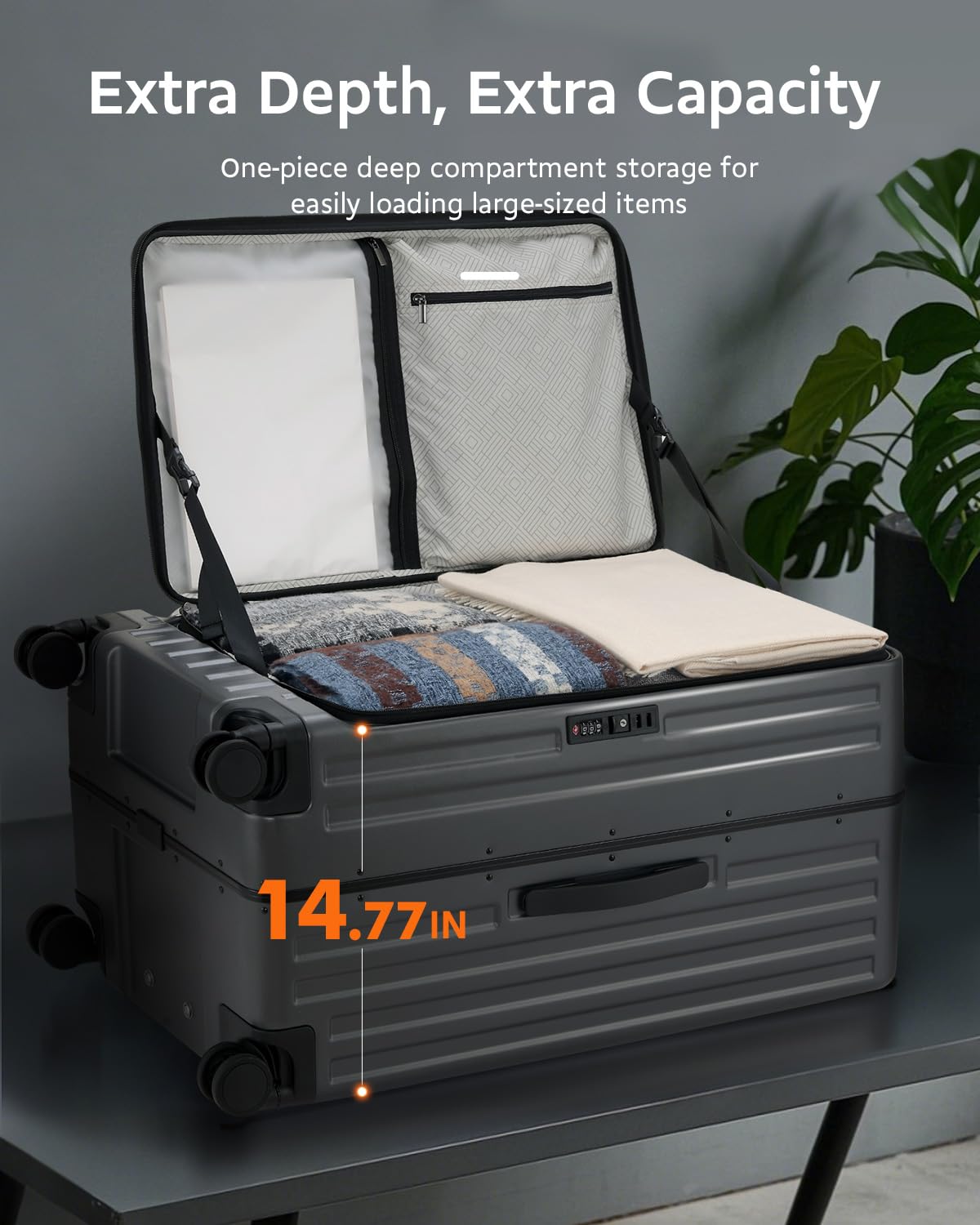 CENSIEN Checked Luggage, Large Suitcase 29 Inch Trunk Luggage with Spinner Wheels, Lightweight ABS+PC Hard Shell with Aluminum Frame, Top Opening, TSA Lock (Black, 1PC)